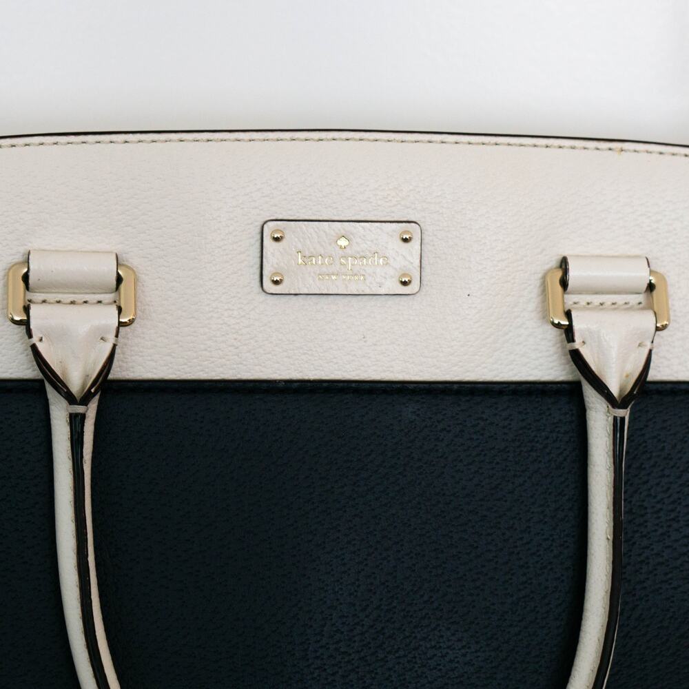 Kate Spade New York Grove Street Caley Leather Satchel, Black&White - Picture 3 of 5